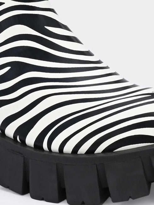 ADORLY Women Designer Zebra Print Chelsea Boots