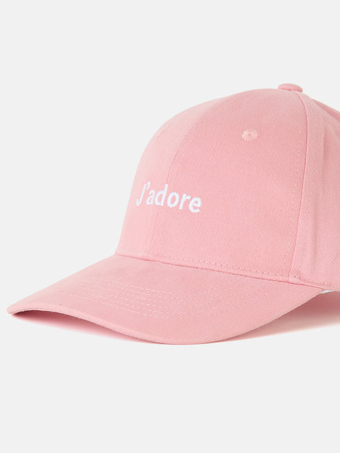 Pink Embroidered Canvas Baseball Cap