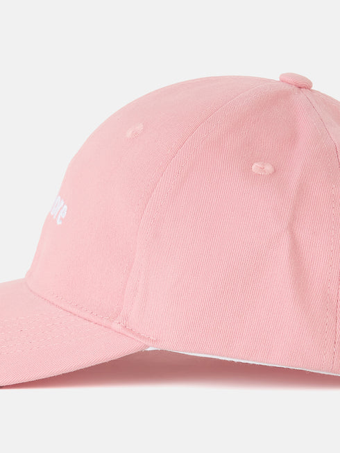 Pink Embroidered Canvas Baseball Cap