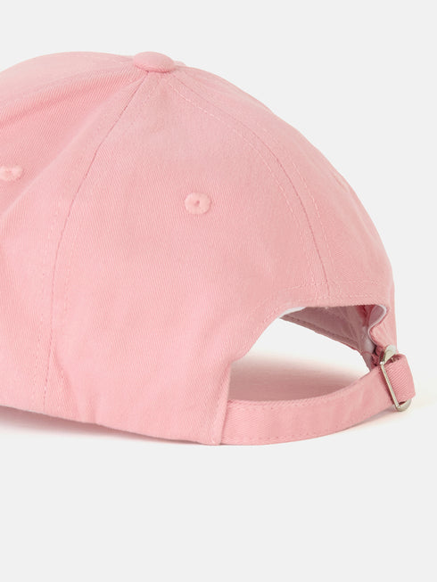 Pink Embroidered Canvas Baseball Cap