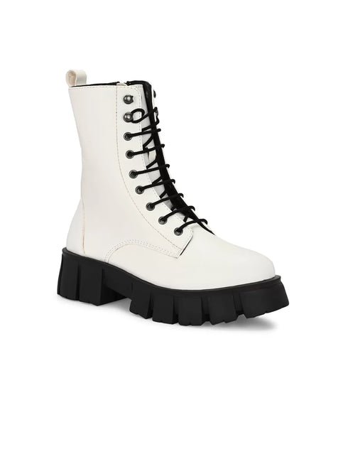 ADORLY Women Lace-Up Casual Biker Boots