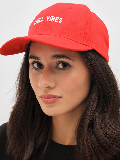 Chill Vibes Women Embroidered Baseball Cap