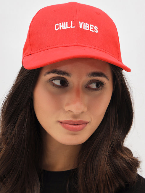 Chill Vibes Women Embroidered Baseball Cap