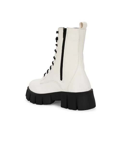 ADORLY Women Lace-Up Casual Biker Boots