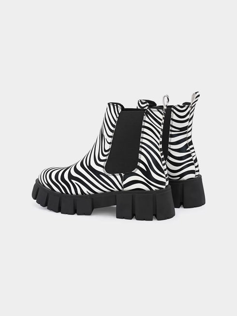 ADORLY Women Designer Zebra Print Chelsea Boots