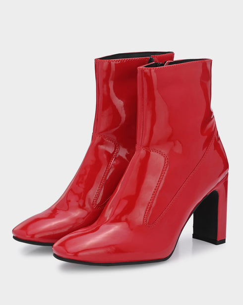 Patent Sqaure Toe Designer Boots