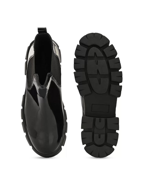 Adorly Classic Patent Chelsea Boots