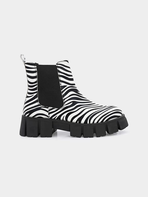 ADORLY Women Designer Zebra Print Chelsea Boots