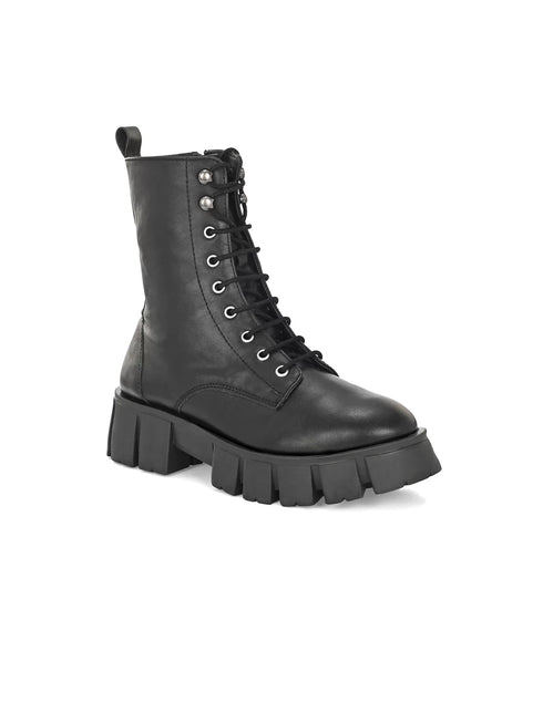 ADORLY Women Lace-Ups Casual Chunky Biker Boots