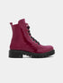Adorly Burgundy Casual Block-Heeled Regular Lace-Ups Boots