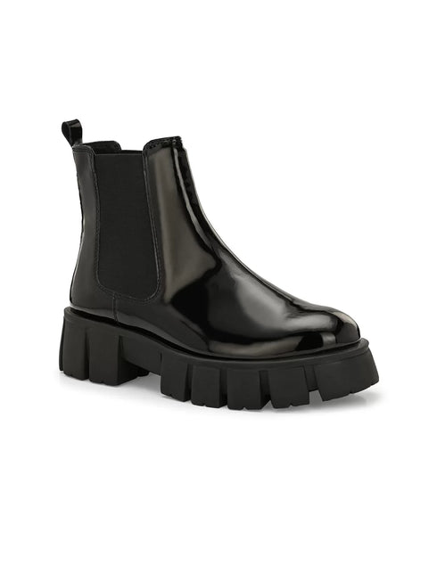 Adorly Classic Patent Chelsea Boots