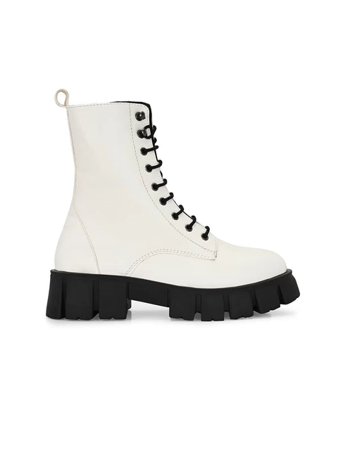ADORLY Women Lace-Up Casual Biker Boots