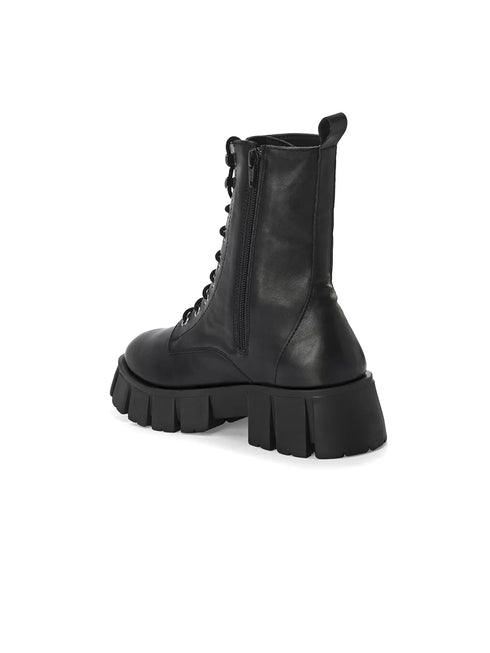 ADORLY Women Lace-Ups Casual Chunky Biker Boots