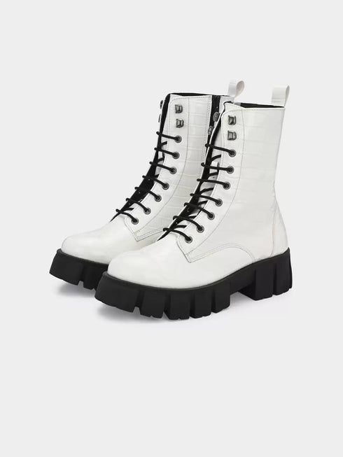 ADORLY Women Lace-Ups Casual Biker Boots