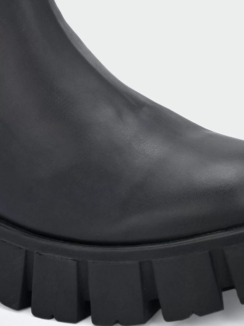 ADORLY Chelsea Black Women Chunky Boots With Buckle
