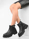ADORLY Chelsea Black Women Chunky Boots With Buckle