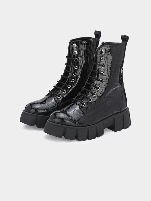 ADORLY Women Lace-Ups Casual Biker Boots