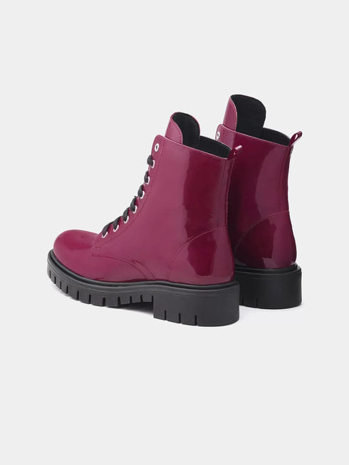 Adorly Burgundy Casual Block-Heeled Regular Lace-Ups Boots