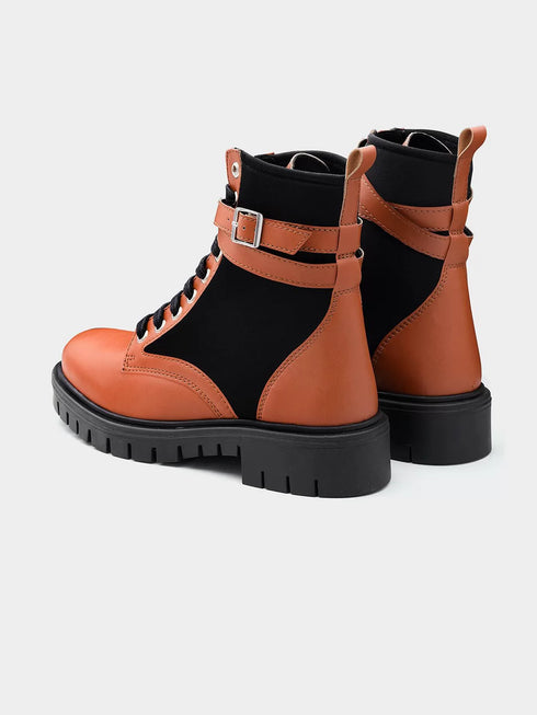 ADORLY Women Colour Block Combat Lace Up Boots