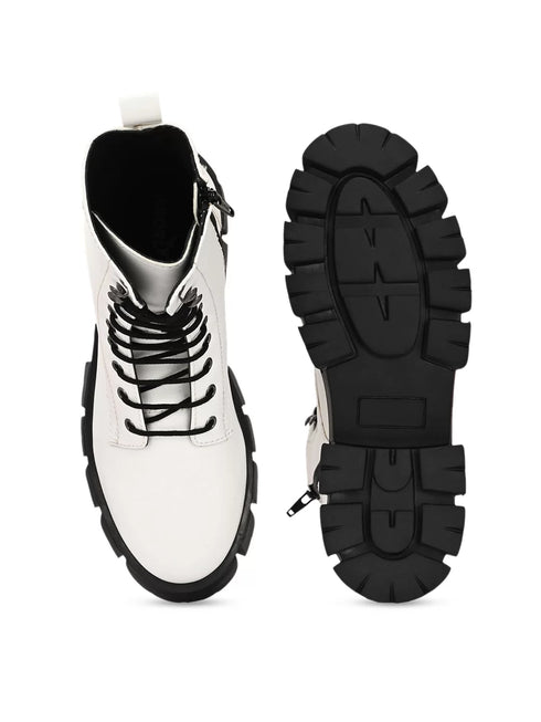 ADORLY Women Lace-Up Casual Biker Boots