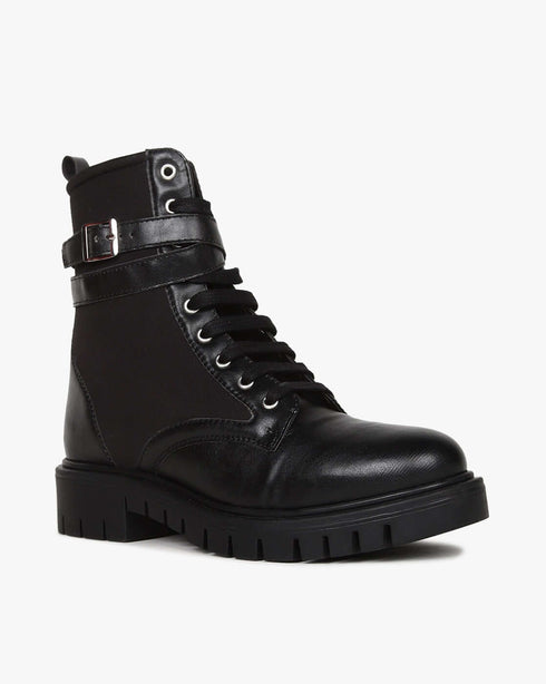Combat Lace-Up Boots, Black