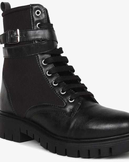 Combat Lace-Up Boots, Black