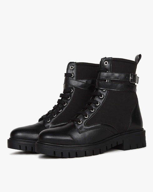 Combat Lace-Up Boots, Black