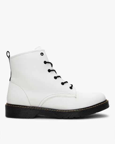 Panelled Ankle-Length Lace-Up Boots