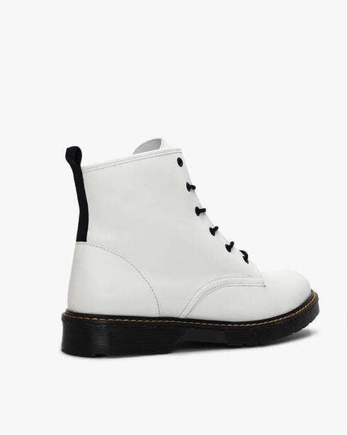 Panelled Ankle-Length Lace-Up Boots