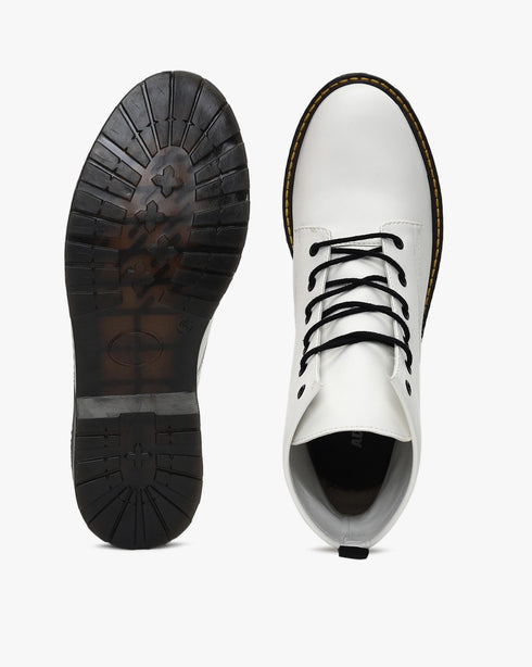 Panelled Ankle-Length Lace-Up Boots