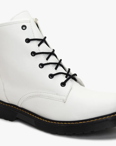 Panelled Ankle-Length Lace-Up Boots