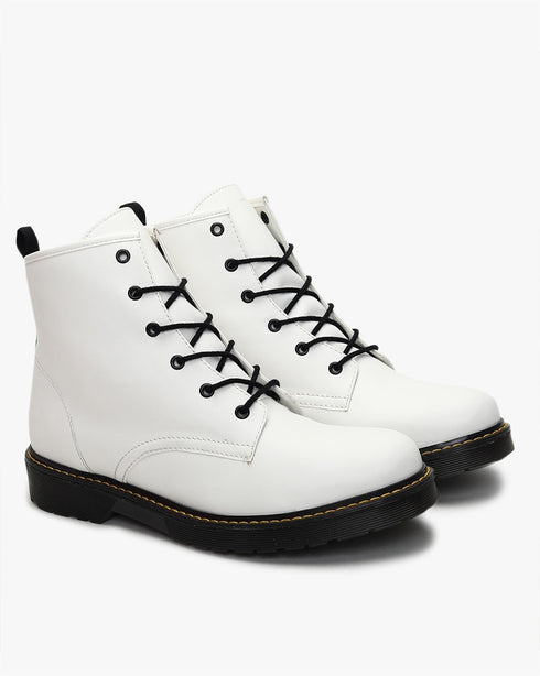 Panelled Ankle-Length Lace-Up Boots