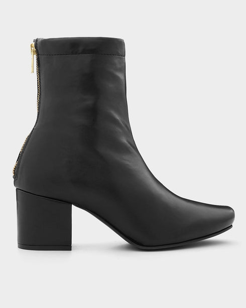 Adorly Low Block Heel Boots with Zip Closure