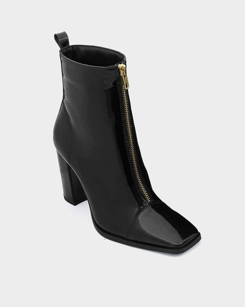 Adorly block heel zip front square toe boots