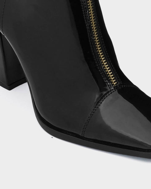 Adorly block heel zip front square toe boots