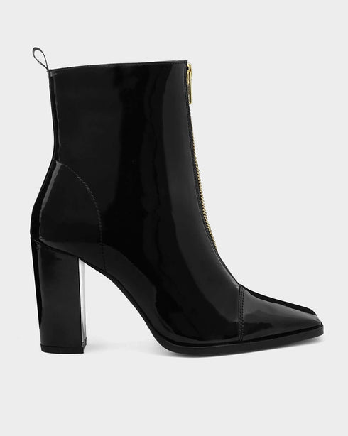 Adorly block heel zip front square toe boots