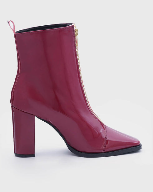 Adorly block heel zip front square toe boots