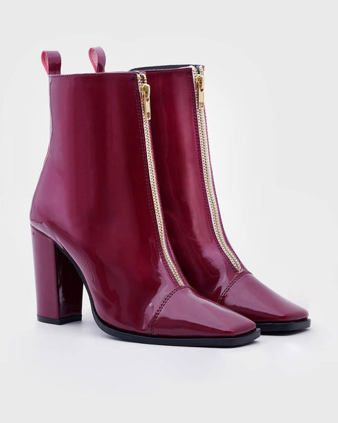 Adorly block heel zip front square toe boots