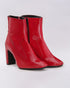 Adorly Red Patent Stylized Boots with Block Heel
