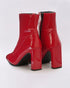 Adorly Red Patent Stylized Boots with Block Heel